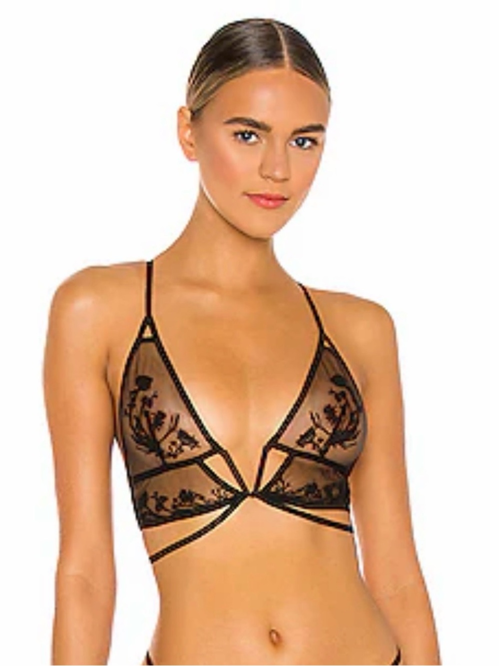Thistle and Spire Black Sheer Embroidered Bralette